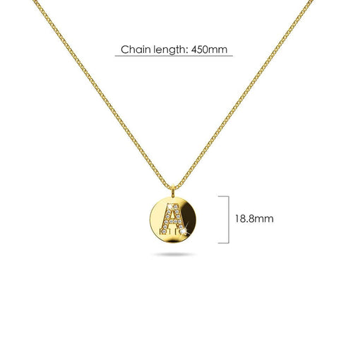 Solid 925 Sterling Silver Initial Alphabet Personalised Disc Necklace